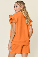 Load image into Gallery viewer, Ellie Flounce Sleeve Top and Drawstring Shorts Set