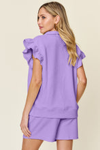 Load image into Gallery viewer, Ellie Flounce Sleeve Top and Drawstring Shorts Set