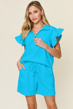 Load image into Gallery viewer, Ellie Flounce Sleeve Top and Drawstring Shorts Set