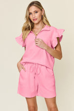 Load image into Gallery viewer, Ellie Flounce Sleeve Top and Drawstring Shorts Set