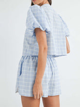 Load image into Gallery viewer, V-Neck Puff Sleeve Top and Shorts Set