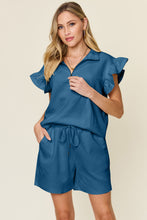 Load image into Gallery viewer, Ellie Flounce Sleeve Top and Drawstring Shorts Set