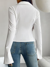 Load image into Gallery viewer, Devine Slit Tied Collared Neck Long Sleeve Blouse