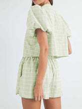 Load image into Gallery viewer, V-Neck Puff Sleeve Top and Shorts Set