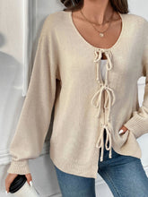 Load image into Gallery viewer, Perfee Tied Round Neck Long Sleeve Cardigan
