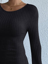 Load image into Gallery viewer, Backless Round Neck Long Sleeve Sweater Dress