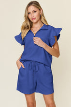 Load image into Gallery viewer, Ellie Flounce Sleeve Top and Drawstring Shorts Set