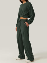 Load image into Gallery viewer, Cross You Round Neck Top and Drawstring Pants Set