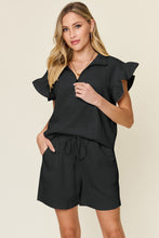 Load image into Gallery viewer, Ellie Flounce Sleeve Top and Drawstring Shorts Set