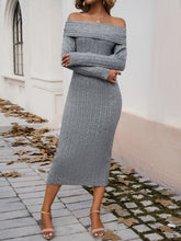 Load image into Gallery viewer, Devin Off-Shoulder Long Sleeve Wrap Dress