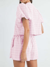 Load image into Gallery viewer, V-Neck Puff Sleeve Top and Shorts Set