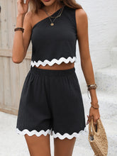 Load image into Gallery viewer, Costal Time Single Shoulder Top and Shorts Set