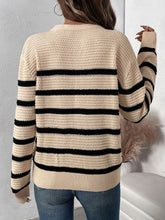 Load image into Gallery viewer, Always Here Striped Half Button Long Sleeve Sweater