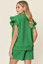 Load image into Gallery viewer, Ellie Flounce Sleeve Top and Drawstring Shorts Set