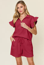 Load image into Gallery viewer, Ellie Flounce Sleeve Top and Drawstring Shorts Set