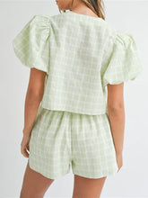 Load image into Gallery viewer, V-Neck Puff Sleeve Top and Shorts Set