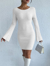 Load image into Gallery viewer, Backless Round Neck Long Sleeve Sweater Dress