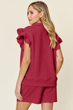 Load image into Gallery viewer, Ellie Flounce Sleeve Top and Drawstring Shorts Set