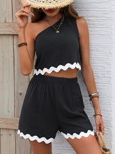 Load image into Gallery viewer, Costal Time Single Shoulder Top and Shorts Set
