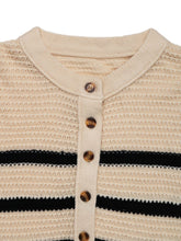 Load image into Gallery viewer, Always Here Striped Half Button Long Sleeve Sweater