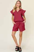 Load image into Gallery viewer, Ellie Flounce Sleeve Top and Drawstring Shorts Set
