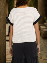 Load image into Gallery viewer, Full Size Openwork Flower Boat Neck Short Sleeve Knit Top
