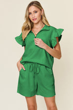Load image into Gallery viewer, Ellie Flounce Sleeve Top and Drawstring Shorts Set