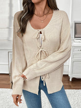Load image into Gallery viewer, Perfee Tied Round Neck Long Sleeve Cardigan
