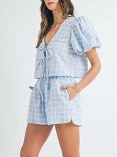 Load image into Gallery viewer, V-Neck Puff Sleeve Top and Shorts Set