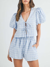 Load image into Gallery viewer, V-Neck Puff Sleeve Top and Shorts Set