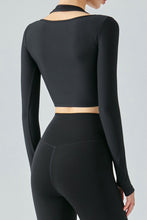 Load image into Gallery viewer, Ribbed Faux Layered Halter Neck Cropped Sports Top