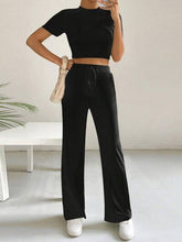 Load image into Gallery viewer, Sleek and Simple Top and High Waist Pants Set