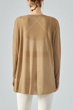 Load image into Gallery viewer, Round Neck Slit Sheer Tunic Sports Top