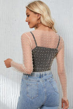Load image into Gallery viewer, Pearly Girlie Mesh Cropped Top