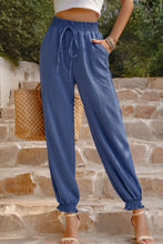 Load image into Gallery viewer, Textured Smocked Waist Pants with Pockets