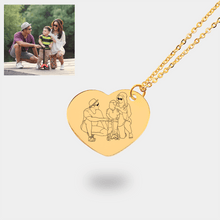 Load image into Gallery viewer, Line Art Portrait Heart Necklace