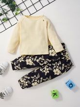 Load image into Gallery viewer, Girls Waffle Top and Floral Pants Set