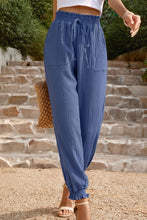 Load image into Gallery viewer, Textured Smocked Waist Pants with Pockets