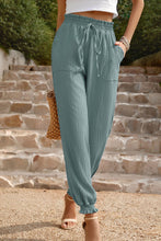 Load image into Gallery viewer, Textured Smocked Waist Pants with Pockets