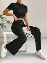 Load image into Gallery viewer, Sleek and Simple Top and High Waist Pants Set