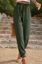 Load image into Gallery viewer, Textured Smocked Waist Pants with Pockets