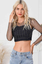 Load image into Gallery viewer, Pearly Girlie Mesh Cropped Top