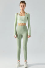 Load image into Gallery viewer, Ribbed Faux Layered Halter Neck Cropped Sports Top
