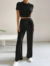 Load image into Gallery viewer, Sleek and Simple Top and High Waist Pants Set