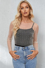 Load image into Gallery viewer, Pearly Girlie Mesh Cropped Top