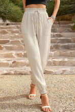 Load image into Gallery viewer, Textured Smocked Waist Pants with Pockets