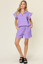 Load image into Gallery viewer, Ellie Flounce Sleeve Top and Drawstring Shorts Set
