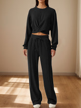 Load image into Gallery viewer, Cross You Round Neck Top and Drawstring Pants Set
