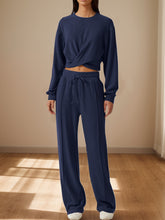 Load image into Gallery viewer, Cross You Round Neck Top and Drawstring Pants Set
