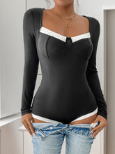 Load image into Gallery viewer, Dreamer Ribbed Contrast Long Sleeve Bodysuit
